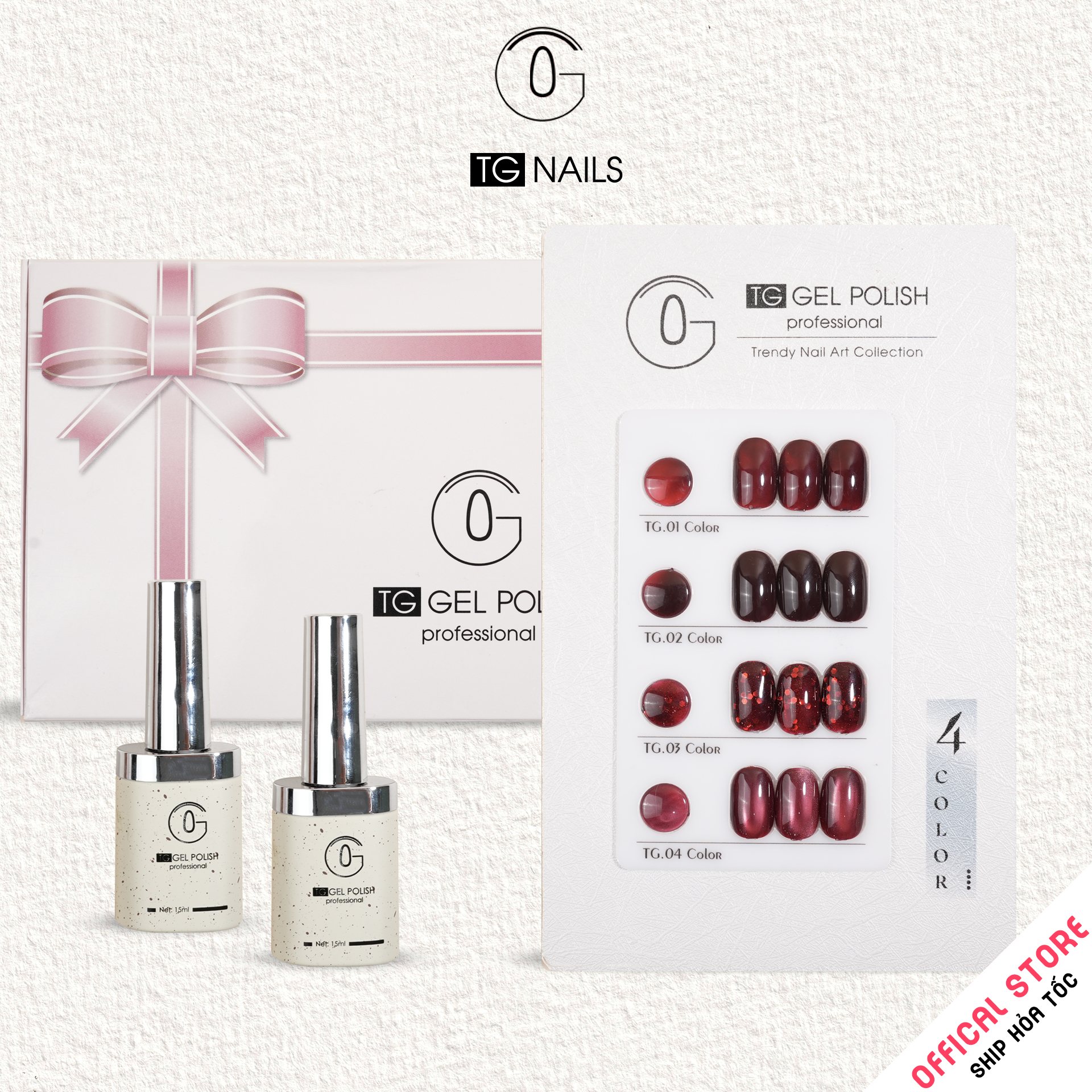 Sơn móng gel TG. Dung tích: 15ml/ lọ. Nhãn hàng TG nail.