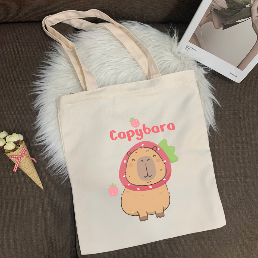 Túi tote in hình Capybara Cute - Túi vải canvas kích thước 33x37cm đựng vừa A4  và laptop - TOTE10_thumbnail_6