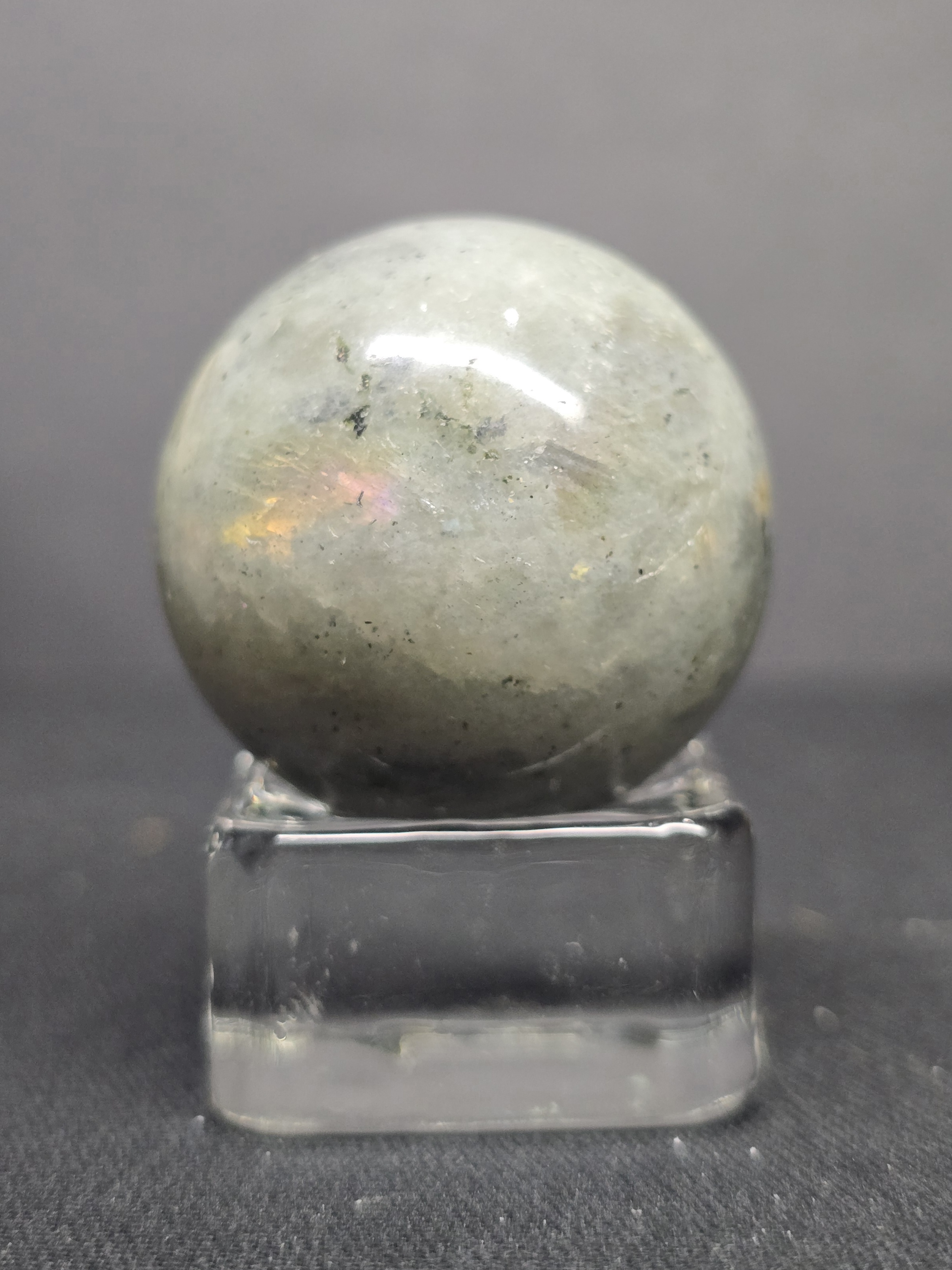 Bi Cầu Mini (<3CM) Labradorite / Đá Xà Cừ / Hắc Nguyệt Quang (tặng kèm đế thủy tinh)_thumbnail_3