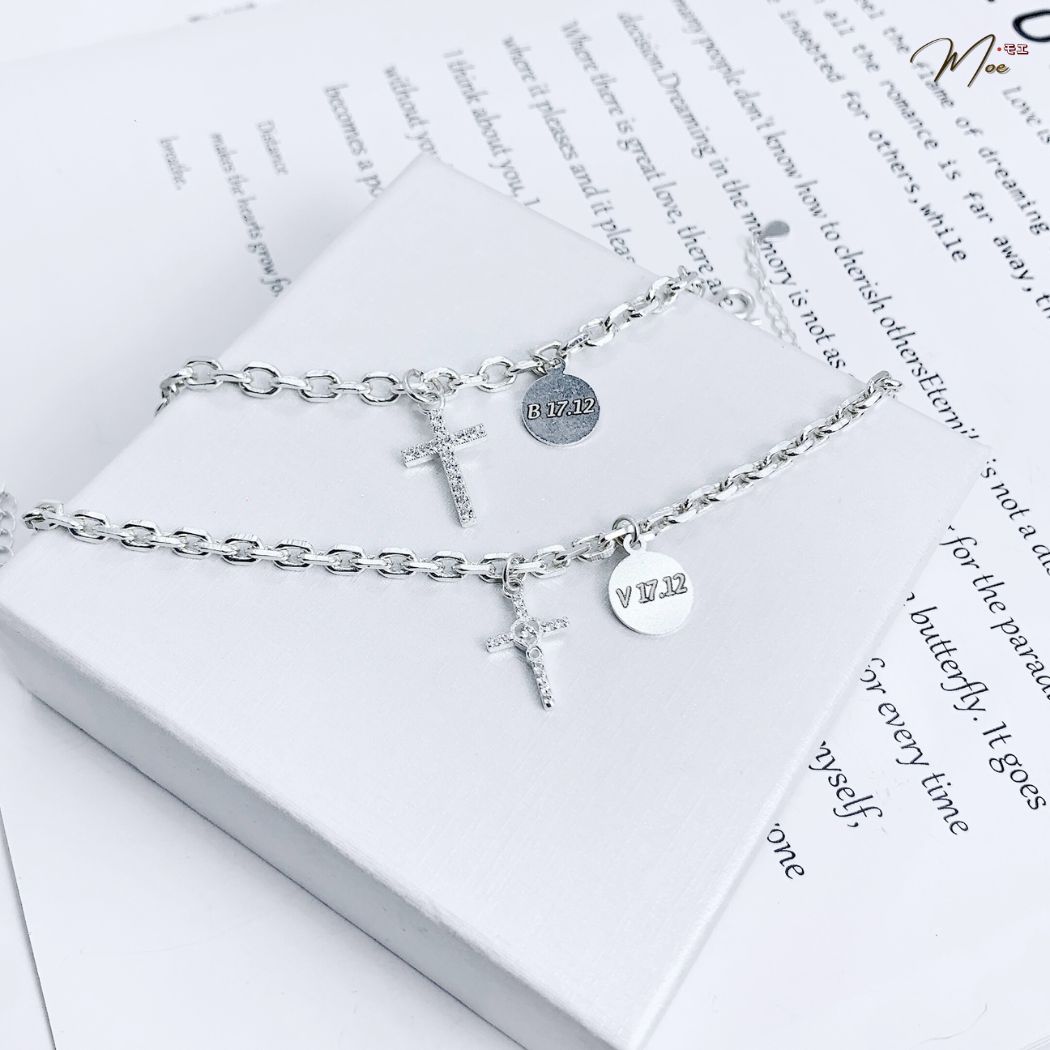 ĐT46 - Lắc tay đôi họng xích thánh giá kèm charm khắc theo yêu cầu_thumbnail_3