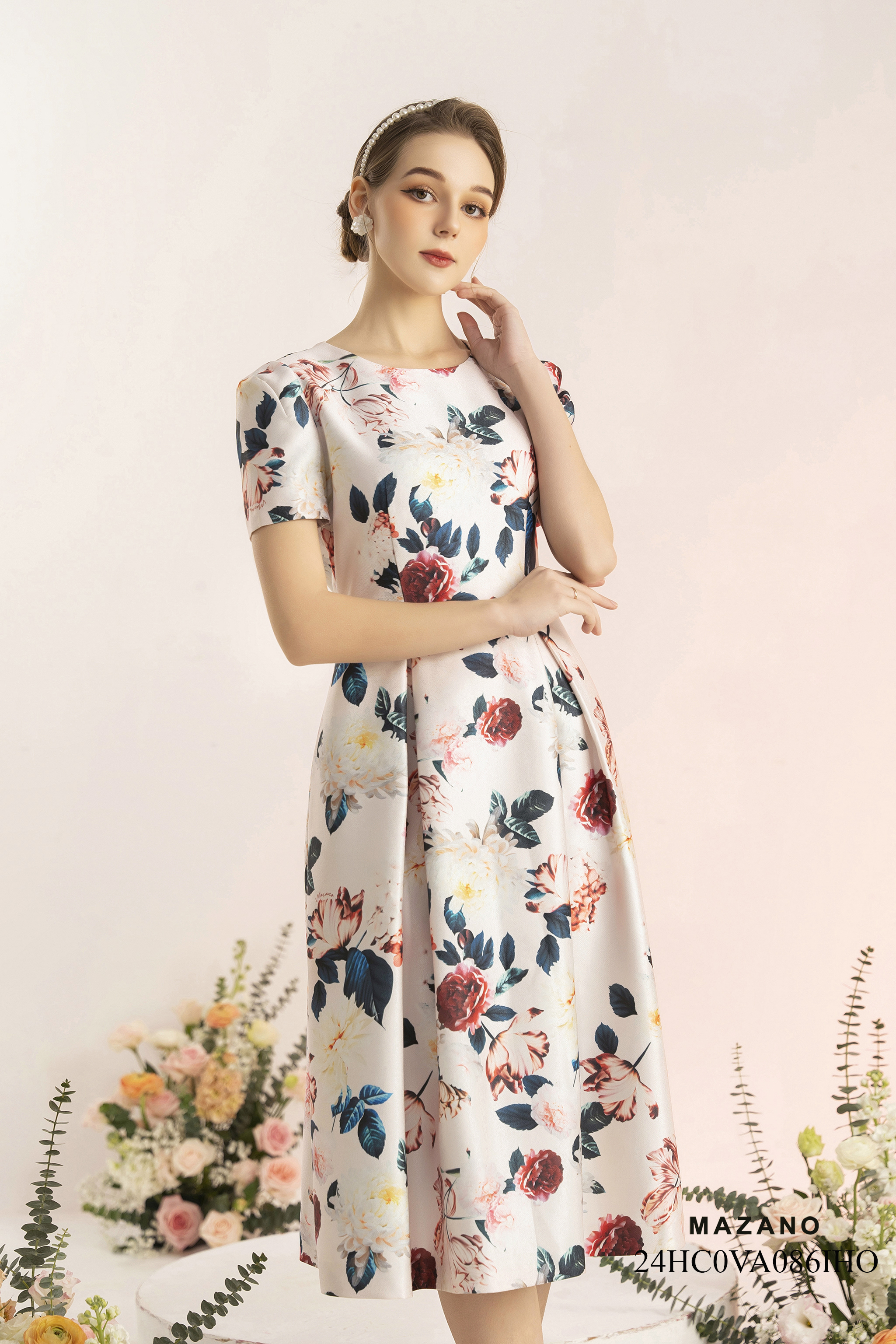 Đầm thân ôm chân xếp ly in họa tiết sang trọng_thumbnail_3