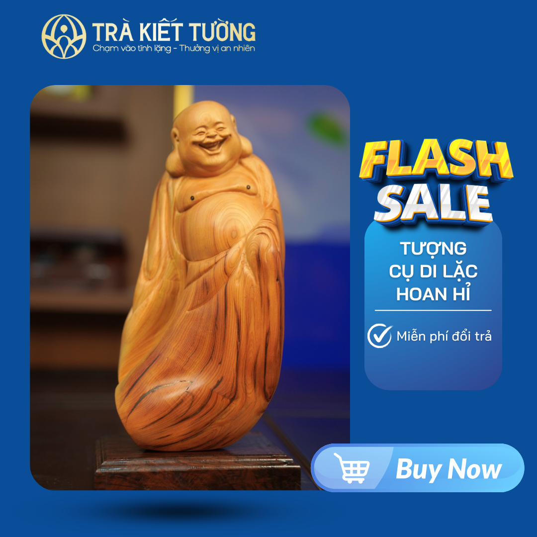 TƯỢNG GỖ CỤ DI LẶC HOAN HỈ - GỖ NHAI BÁCH