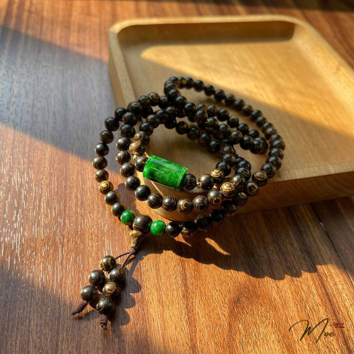 PT207 - Chuỗi trầm sánh 108 hạt lu thống cẩm thạch