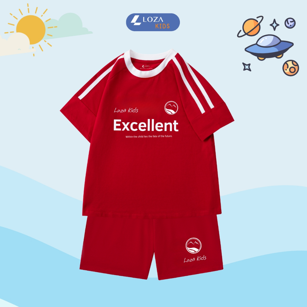 Đồ bộ bé gái, bé trai phối viền Excellent  - Quần áo cho bé chất liệu thun cotton - Loza Kids BF329_thumbnail_0