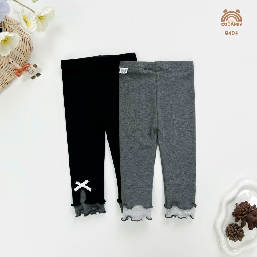 Quần dài legging ĐEN phối XÁM  gấu sóng nơ_thumbnail_2