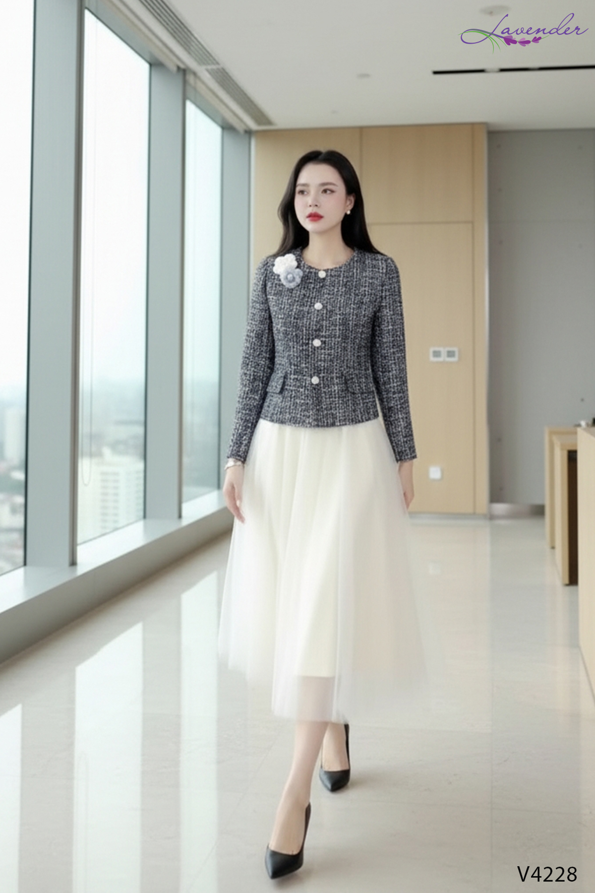Áo dạ tweed cổ tròn đính hoa vai V4228_thumbnail_6