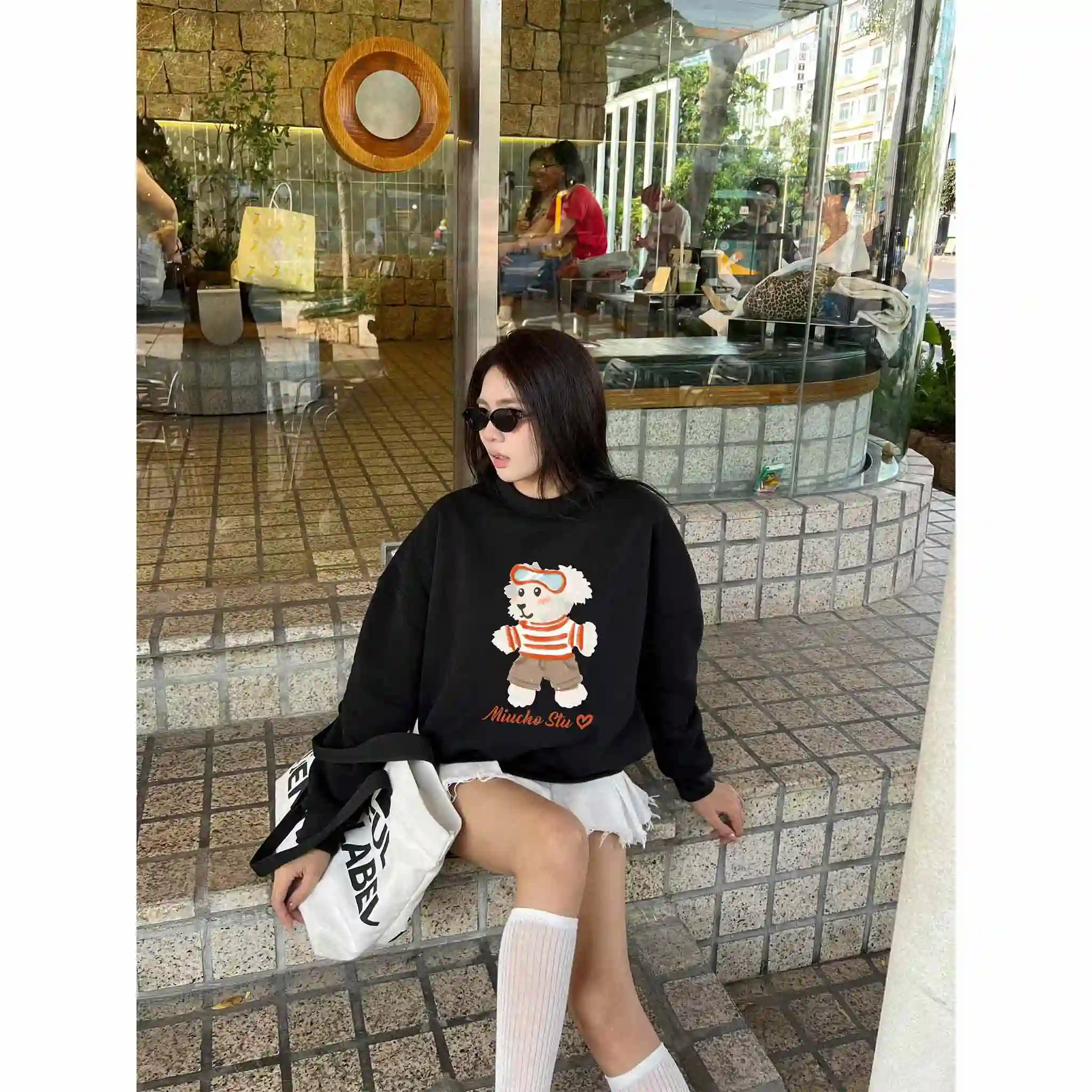 Áo Sweater form boxy Miucho nỉ 2 da mềm mại dày dặn thoáng mát gấu bông in mix 2795_thumbnail_9