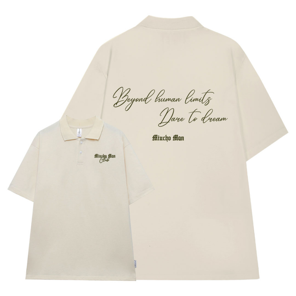 Áo polo nam form rộng đẹp PLD195 Miucho Man tay lỡ vải cotton mềm mại cho nam in Typography_thumbnail_8