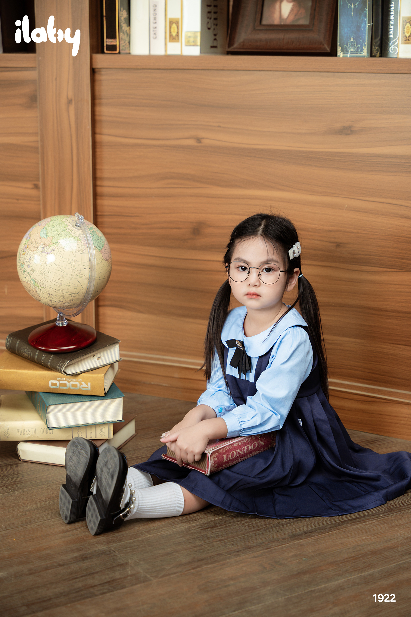 Váy xếp ly giả yếm phối màu xanh trời_thumbnail_3