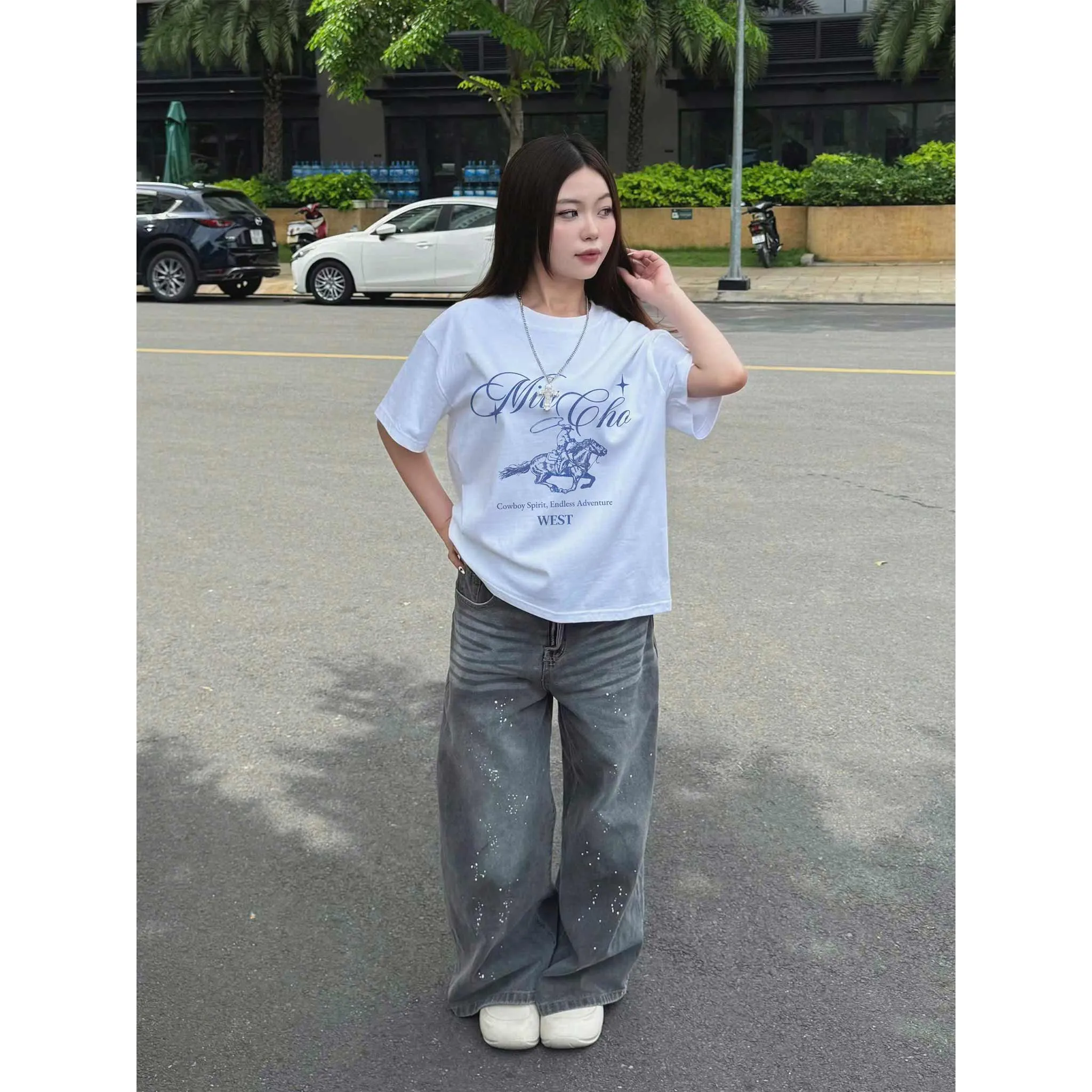 Áo thun nam form boxy thiết kế cổ điển 2543 Miucho Club vải cotton thoáng mát mặc thoải mái cả ngày_thumbnail_4