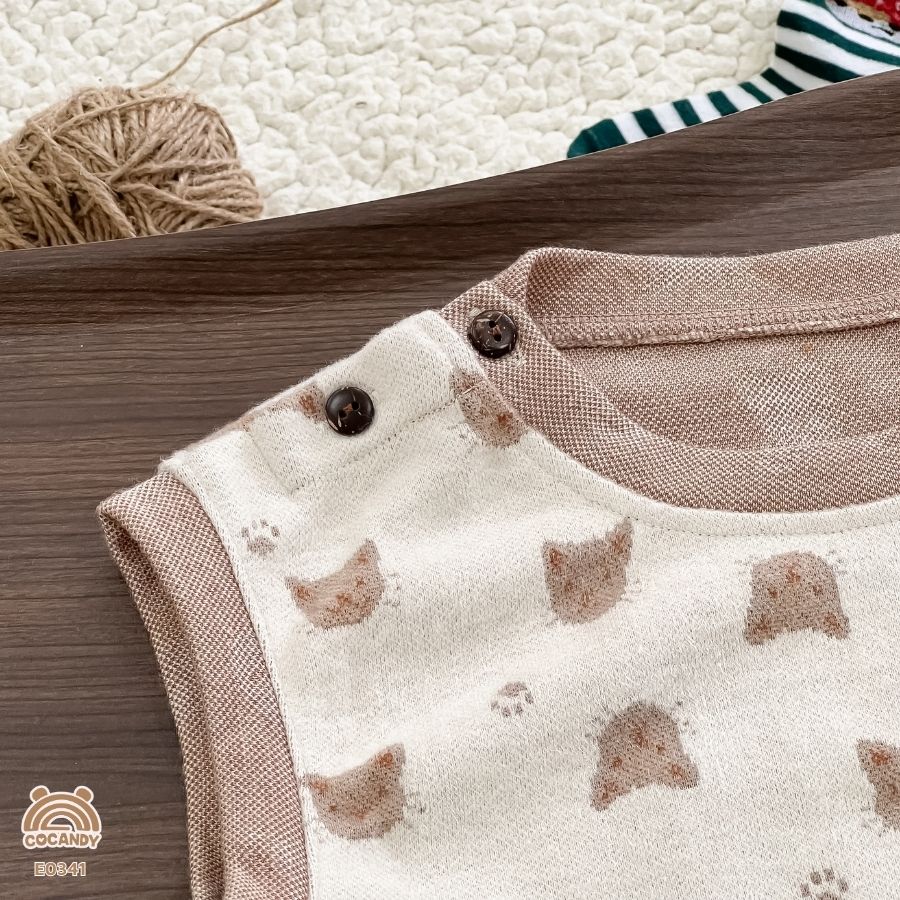Áo gile len NÂU NHẠT cổ tròn hình mèo_thumbnail_6
