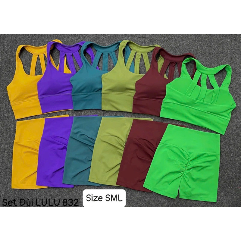 Bộ Quần Áo Thể Thao Tập Gym Yoga Nữ Dáng Đùi Chun Mông Bra 3 Dây Lưng