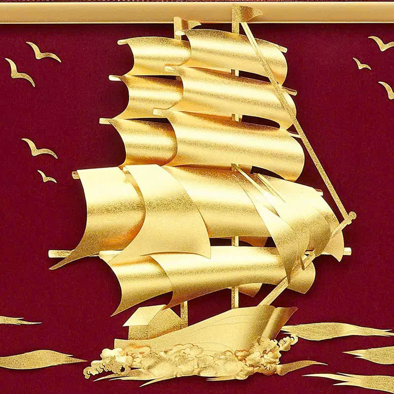 Tranh thuyền thuận buồm xuôi gió mạ vàng 24k KT 81CM X 42 CM _thumbnail_5
