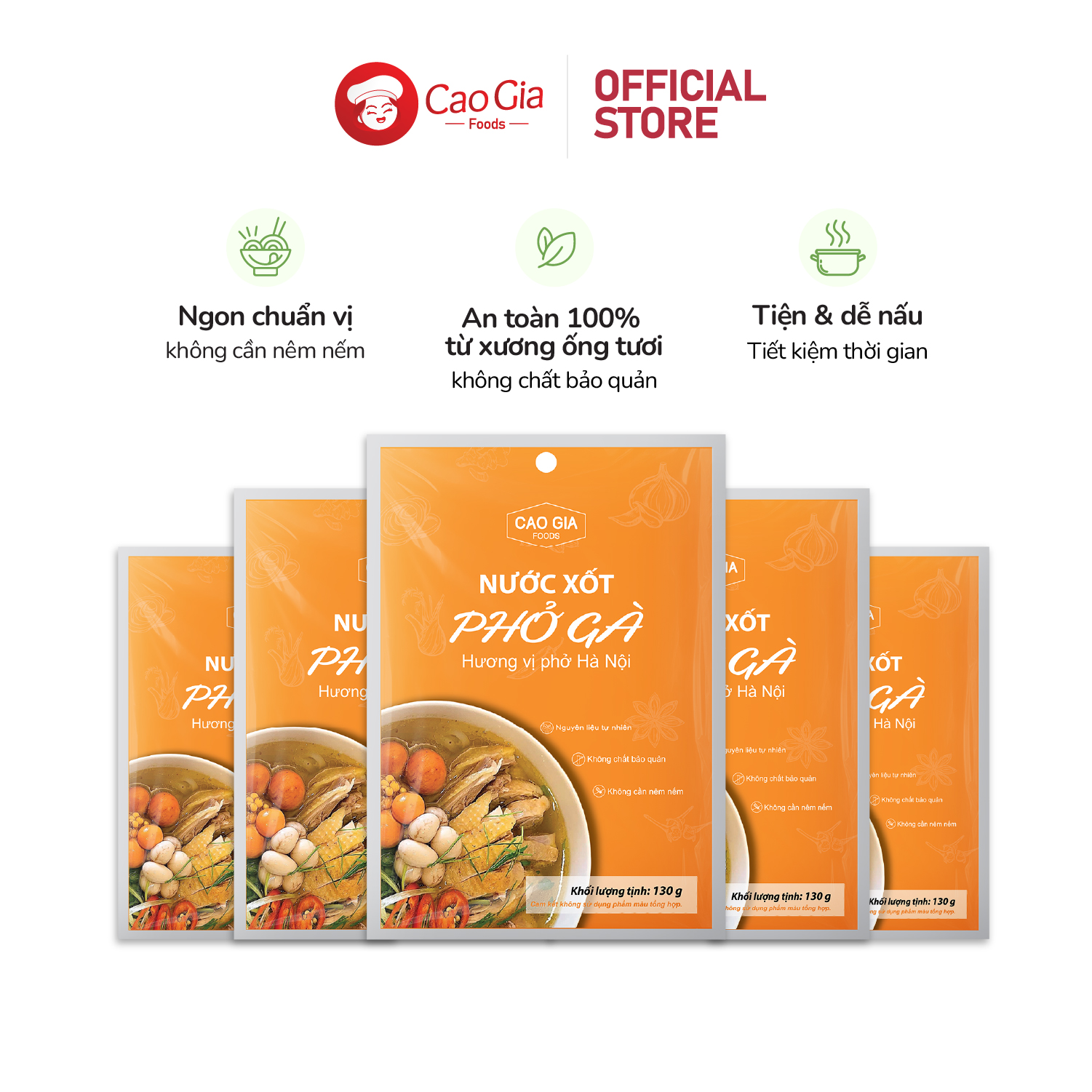 Combo 5 Gói Xốt Phở Gà Hương Vị Hà Nội - Cao Gia Foods
