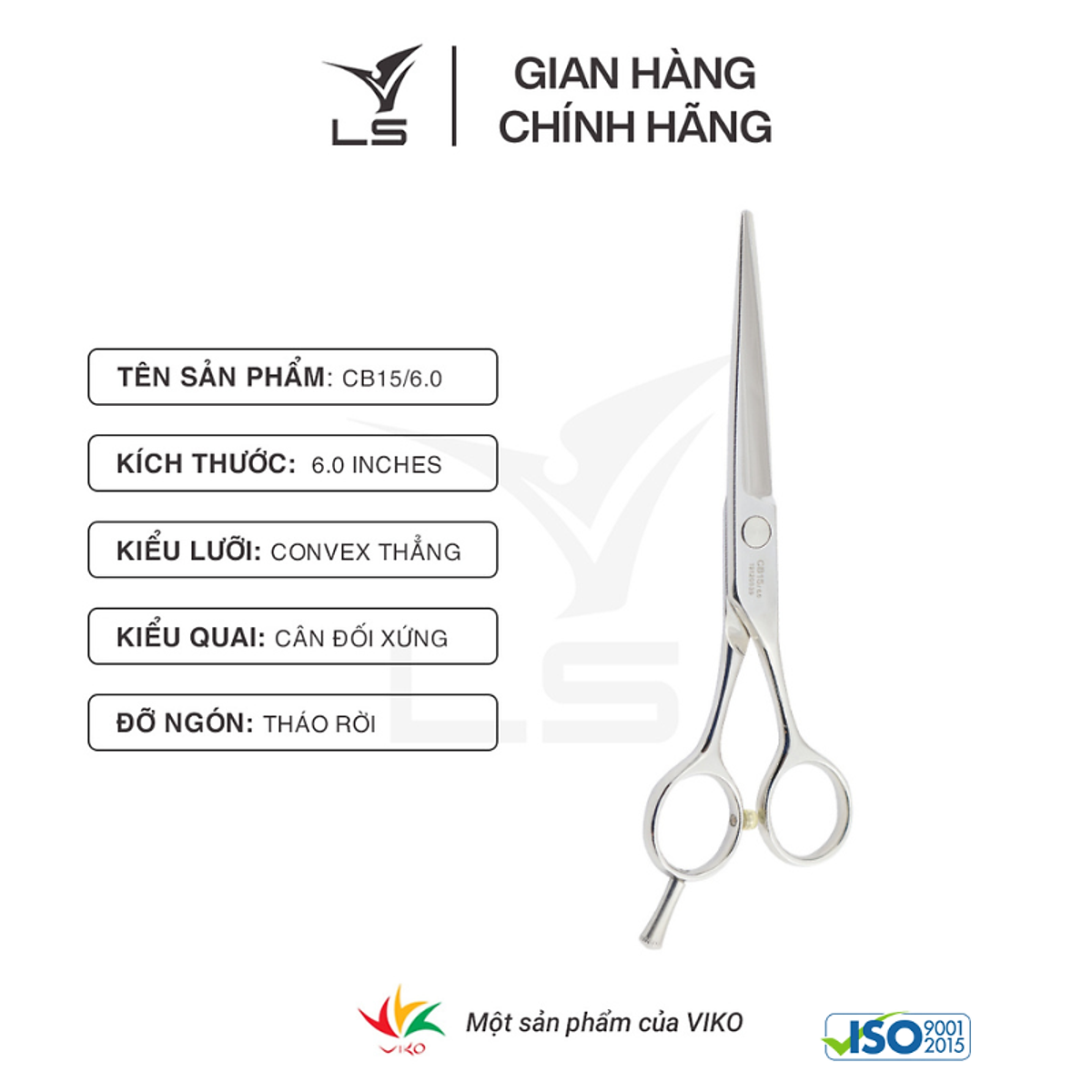 Kéo cắt tóc Viko LS CB15/6.0 (tay phải) - bảo hành 2 năm_thumbnail_1