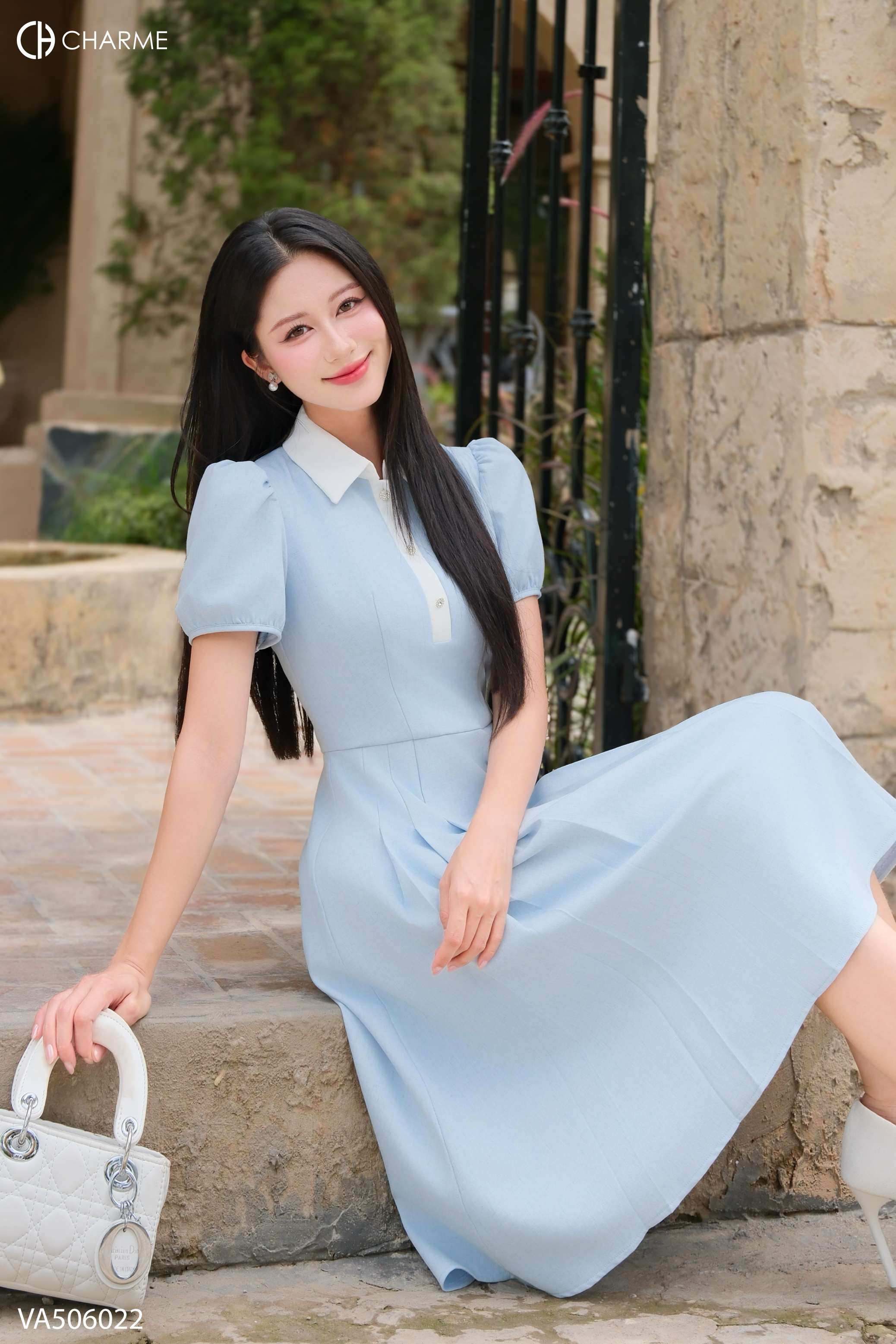 Váy xòe chiết eo cổ phối_thumbnail_2