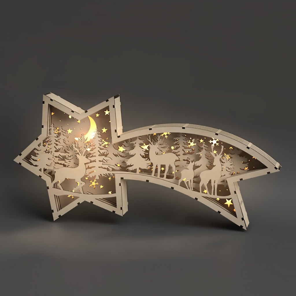 Đèn Ngủ Gỗ Hình Ngôi Sao - Đèn ngủ để bàn đồng hành cùng giấc ngủ ngon, trang trí cho căn phòng (18x25 cm)_thumbnail_0