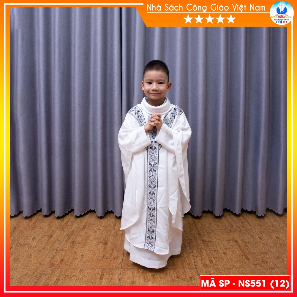 Bộ áo lễ linh mục nhí cho thiếu nhi (áo trong + áo ngoài) may theo yêu cầu - Cổ võ ơn gọi NS551_thumbnail_3
