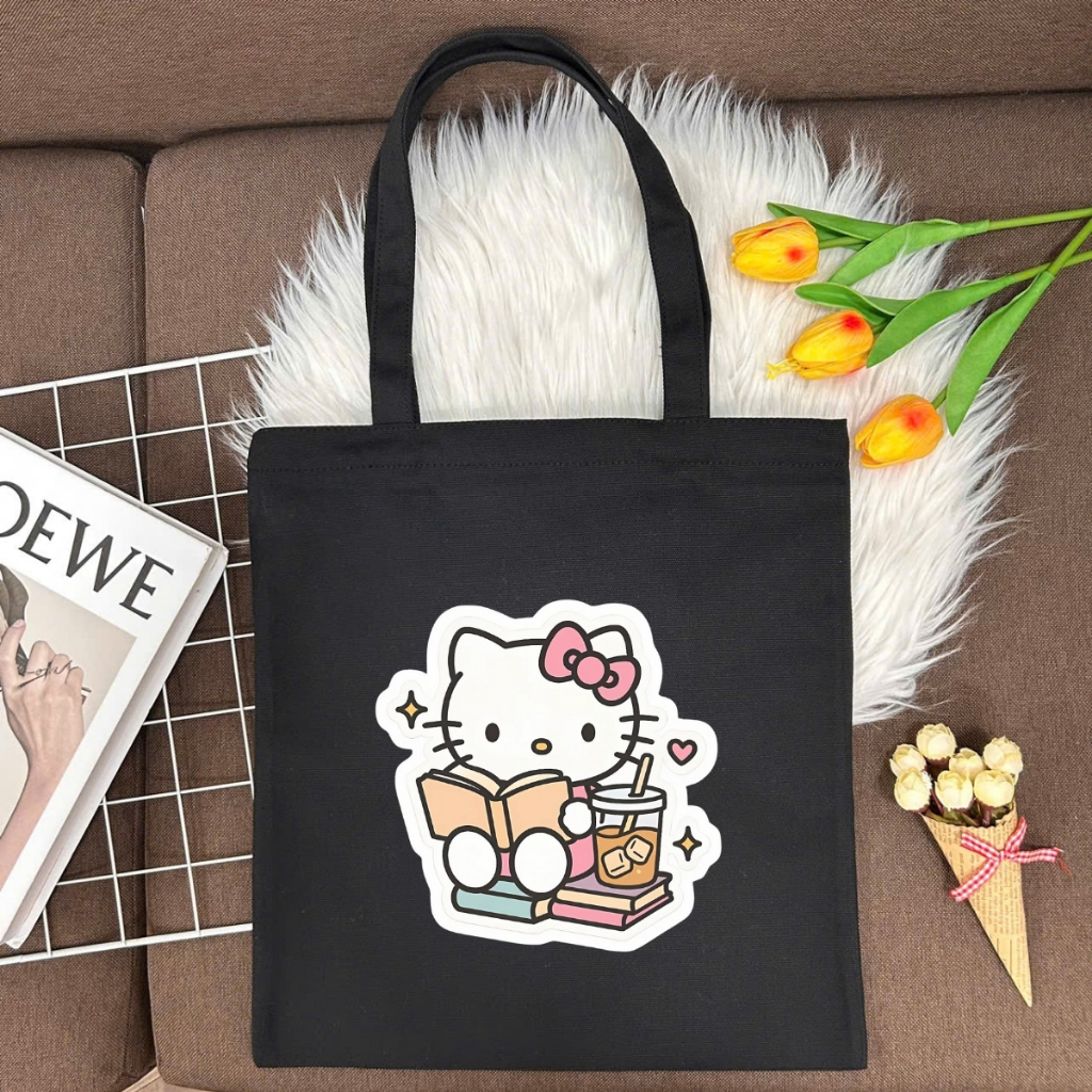 Túi tote vải canvas đeo vai hình HELLO KITTY dễ thương, có khóa kéo và ngăn phụ - WTU03_thumbnail_14
