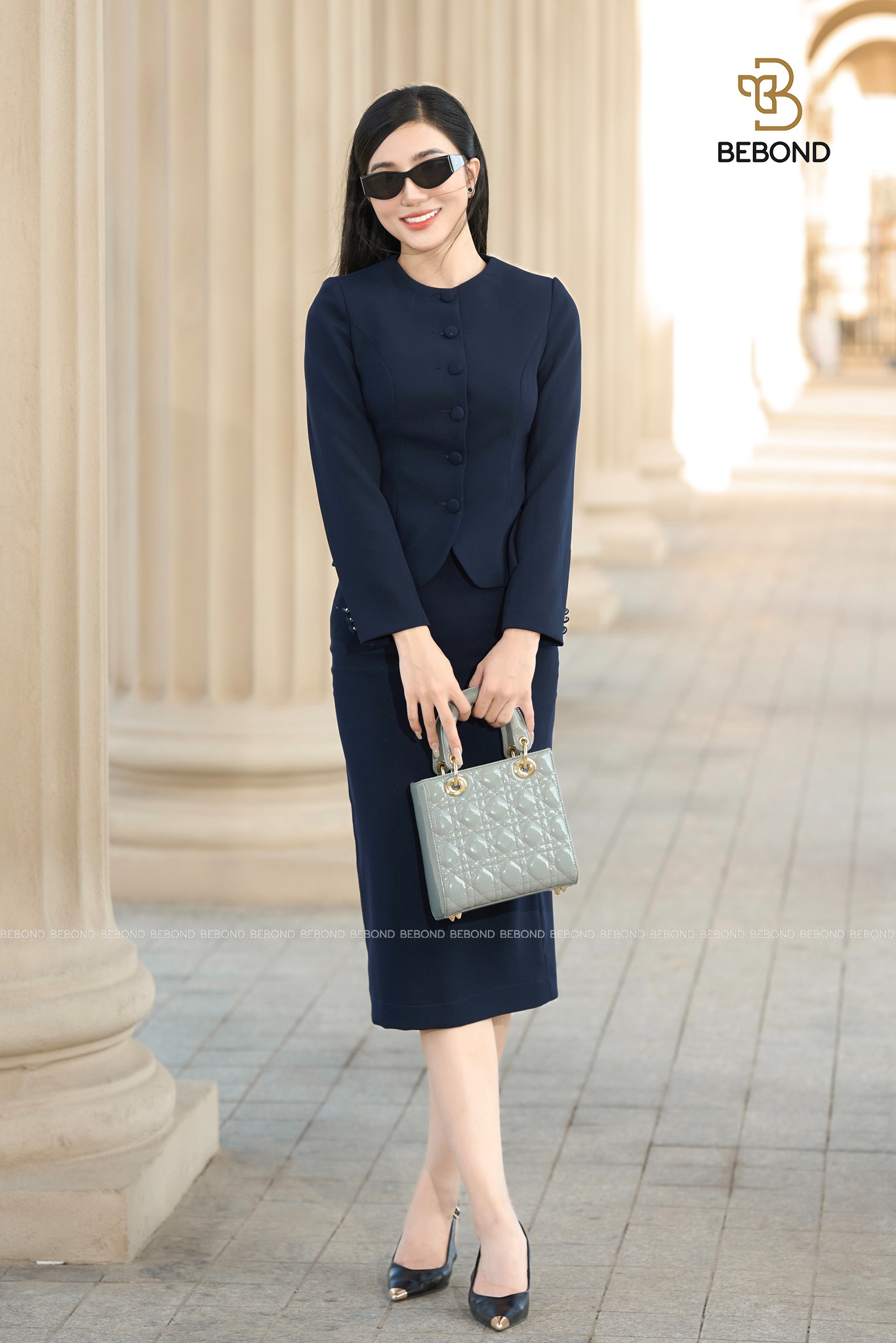 Chân đầm ôm SUZY màu XANH THAN