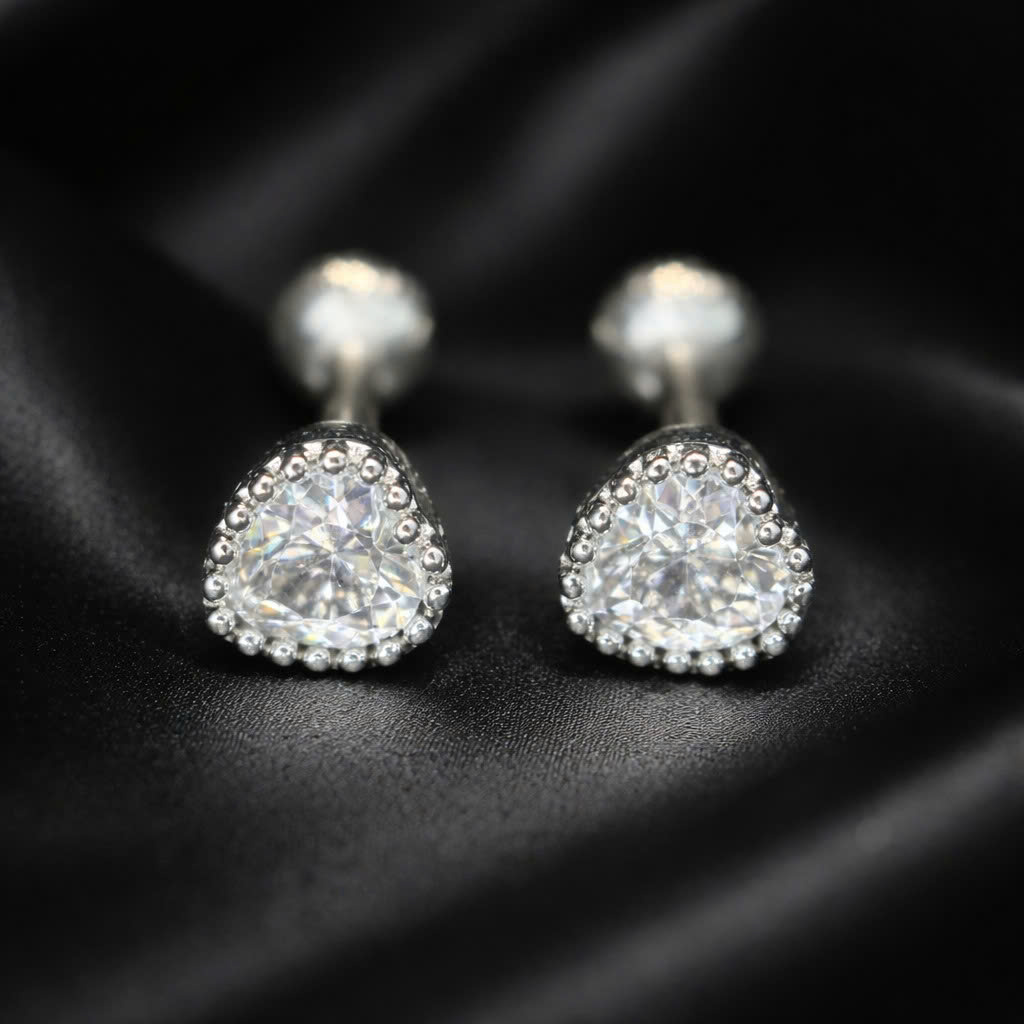 Khuyên kiểu trái tim viền bi nhỏ dẹt