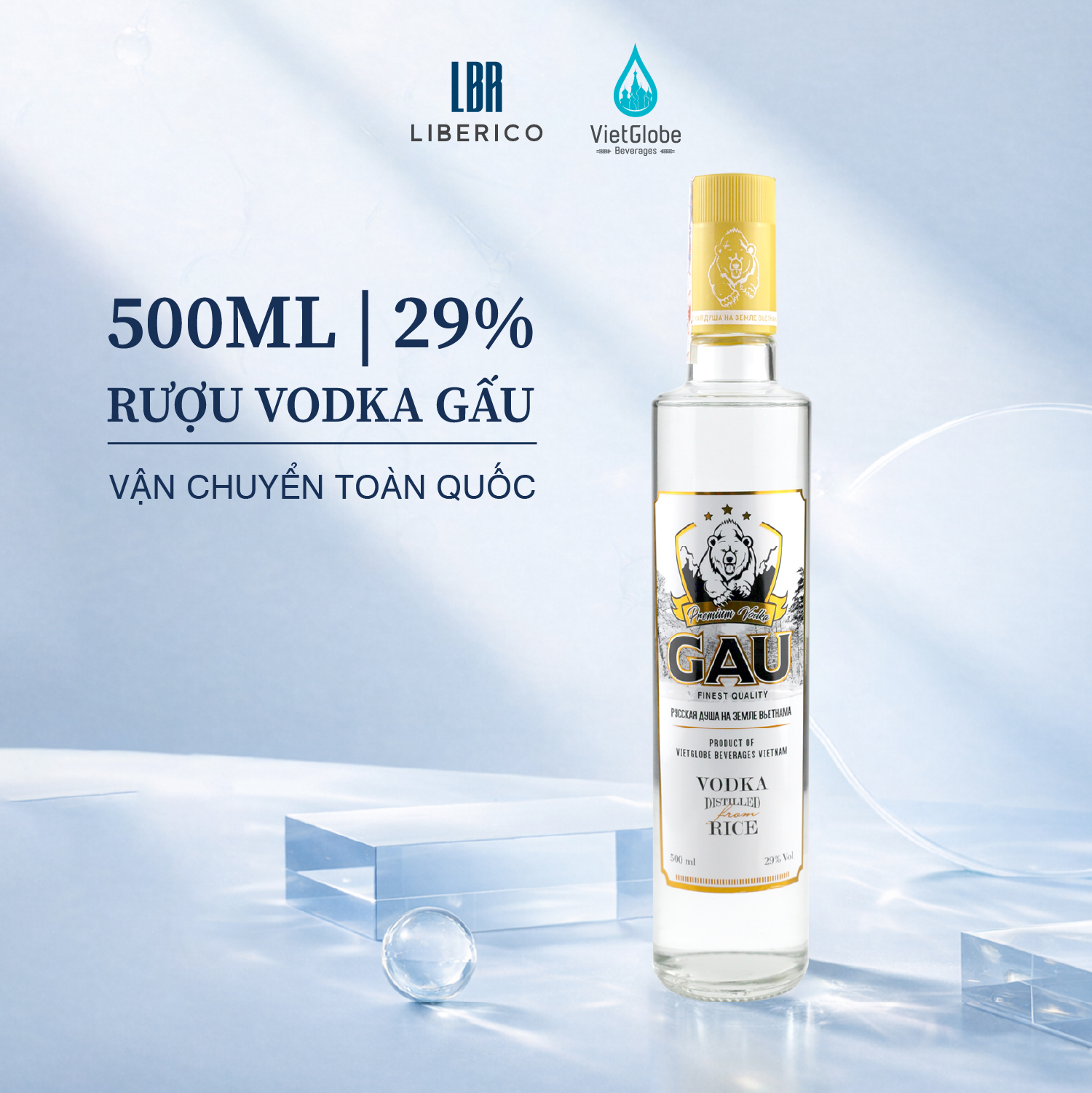 Rượu chai thủy tinh Vodka Gấu 29% Vol - 500ml