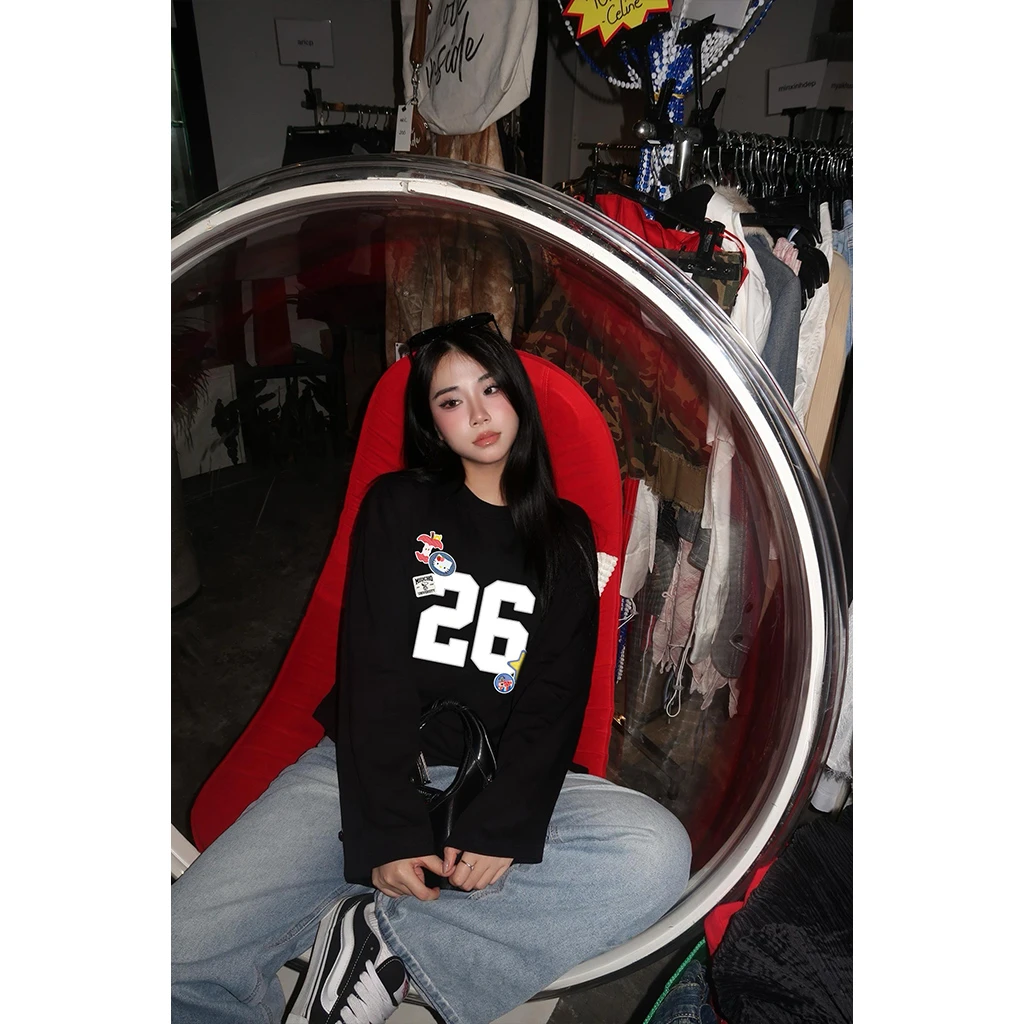 Áo thun boxy Tết Bính Ngọ 2026 basic dễ phối Miucho vải thoáng mát tay dài cổ tròn 2998_thumbnail_2