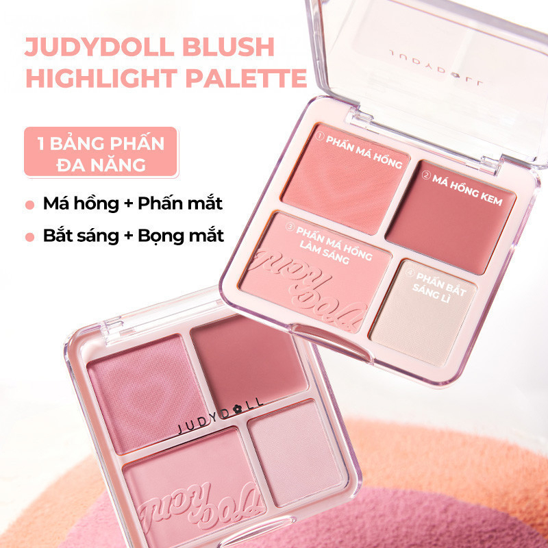 [JUDYDOLL] Bảng phấn má hồng highlight 4 ô Judydoll