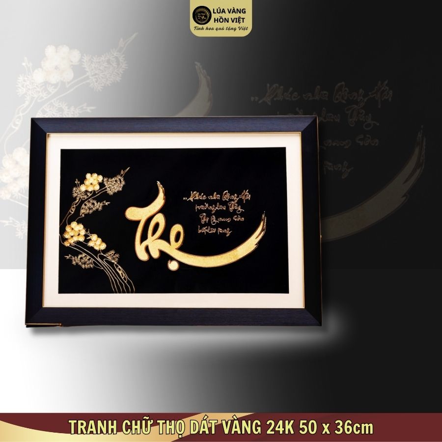 TRANH CHỮ THỌ DÁT VÀNG 24K 50x36cm_thumbnail_0