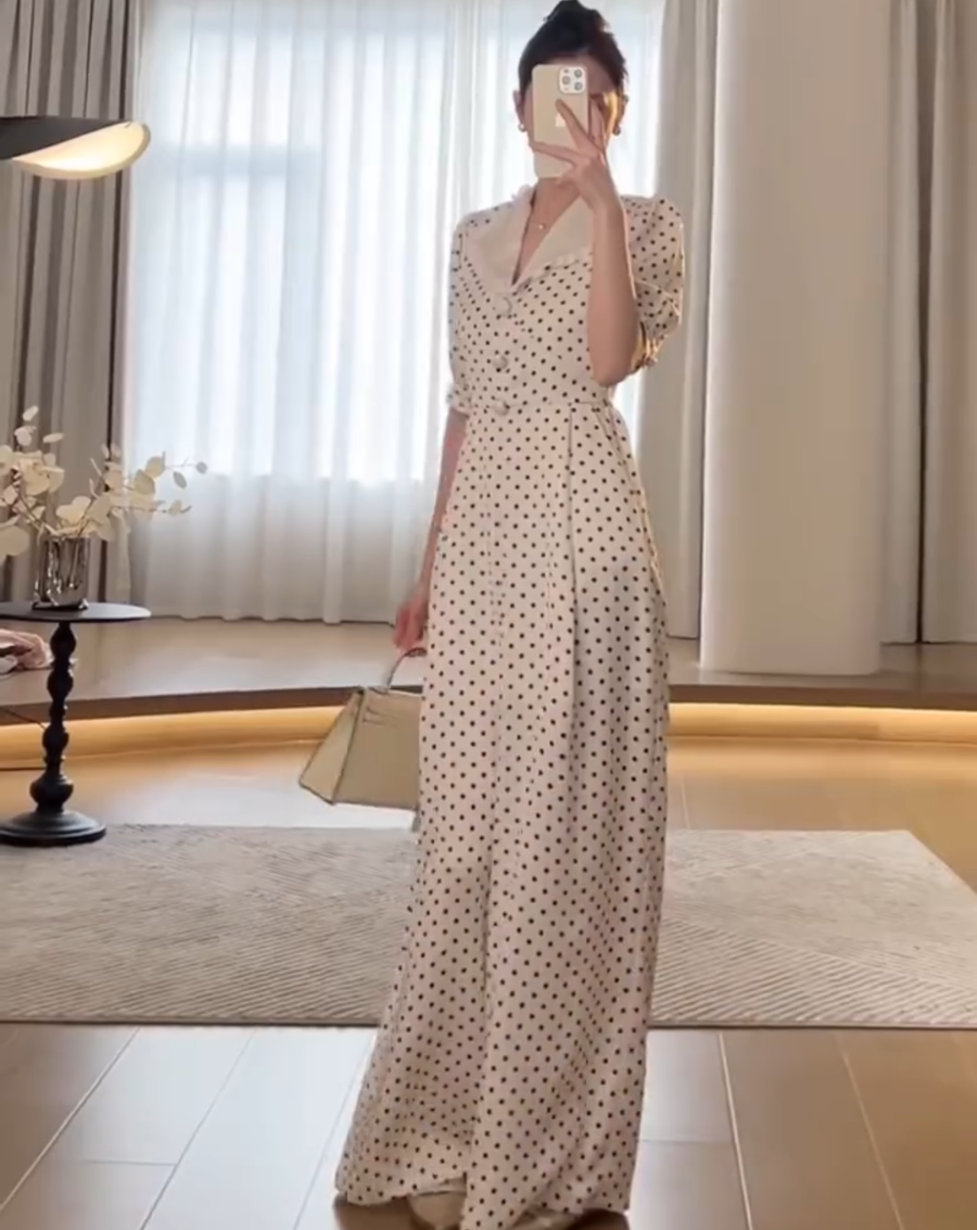 Jumpsuit ống rộng chấm bi tay bồng cổ sam_thumbnail_3