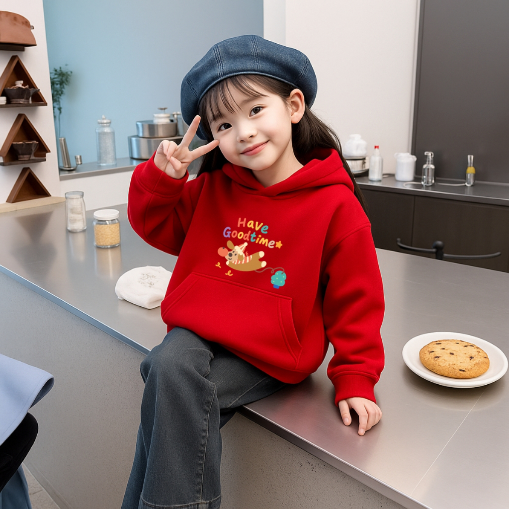 Áo nỉ hoodie bé gái in hình 'Have good time' - Loza Kids HN3402_thumbnail_2