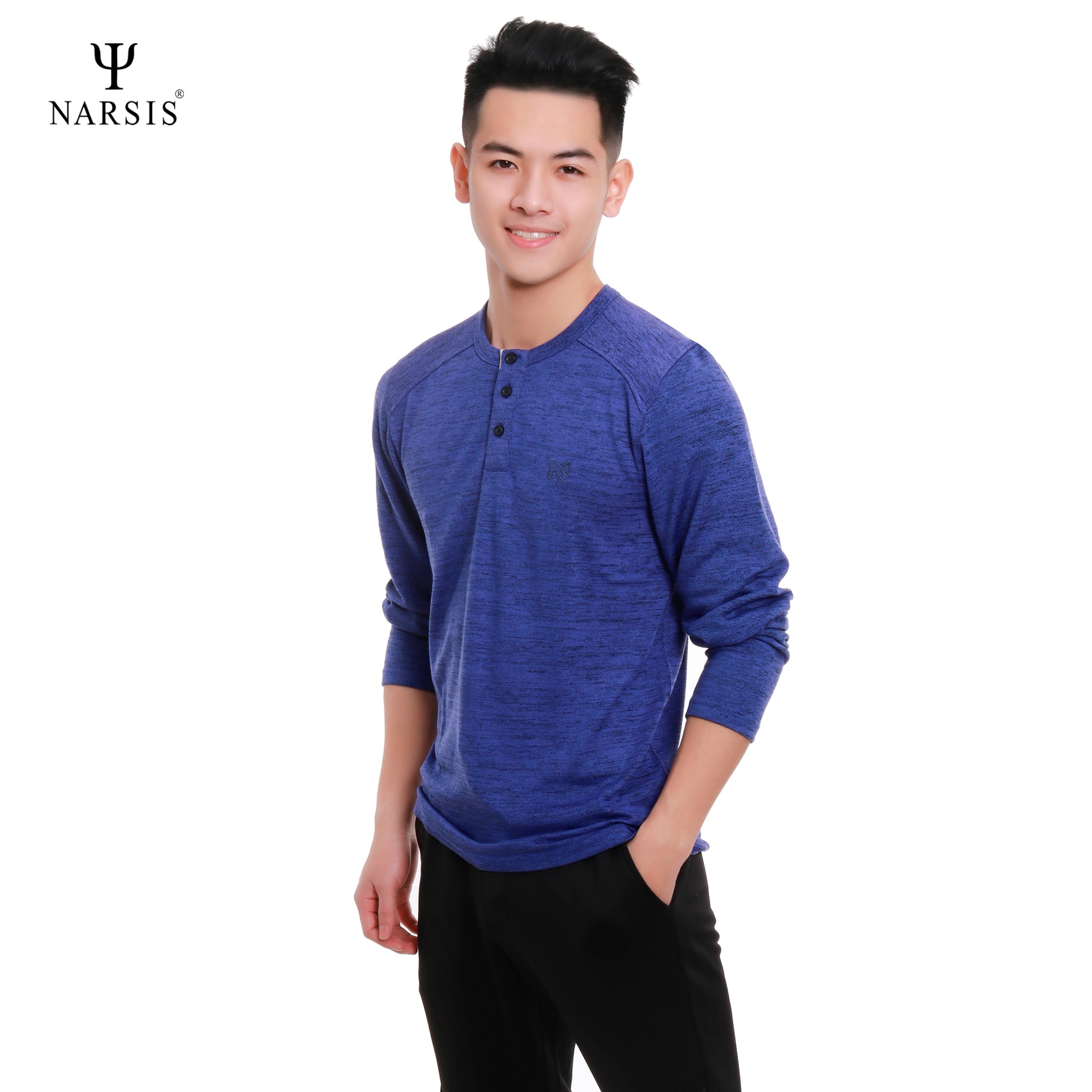 ÁO NAM THU ĐÔNG D7072 NARSIS VẢI LEN COTTON ẤM ÁP, THOÁNG MÁT, GIỮ ẤM TỐT, MỀM MẠI