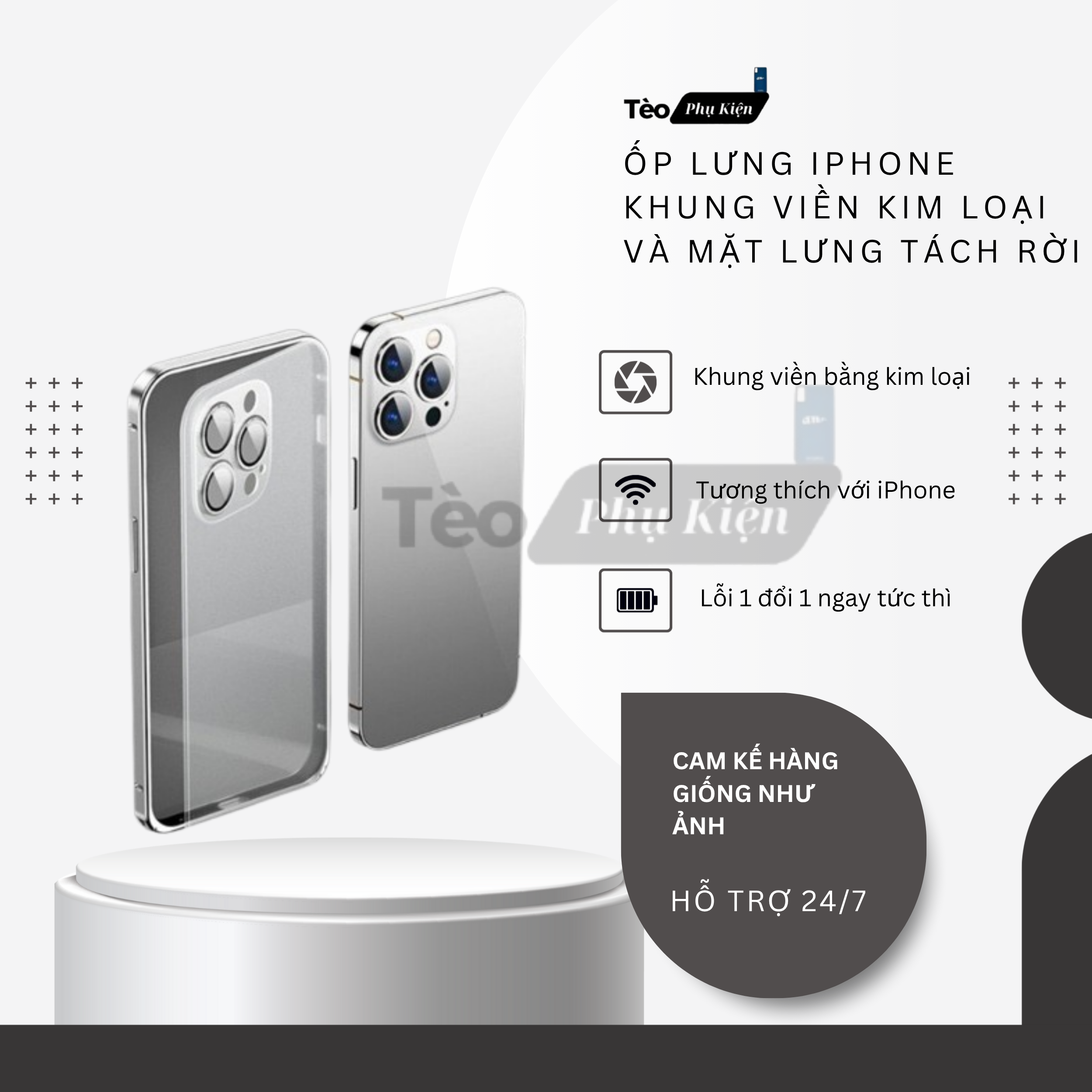ỐP LƯNG IPHONE VỚI KHUNG VIỀN BẰNG KIM LOẠI MẶT LƯNG NHÁM MỜ CÓ THẾ THÁO RỜI NHỜ KHÓA ĐÀN HỒI_thumbnail_4