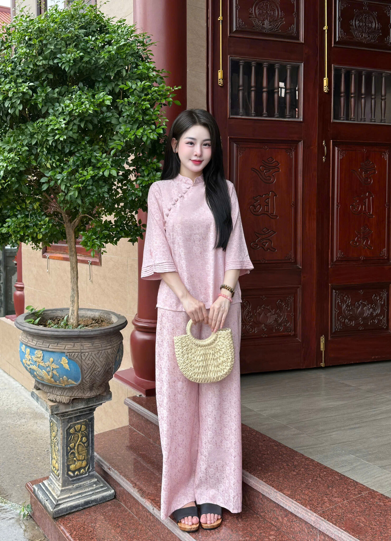 PP342 Pháp phục lễ chùa cao cấp Tinh Nhi tay xếp ly_thumbnail_11