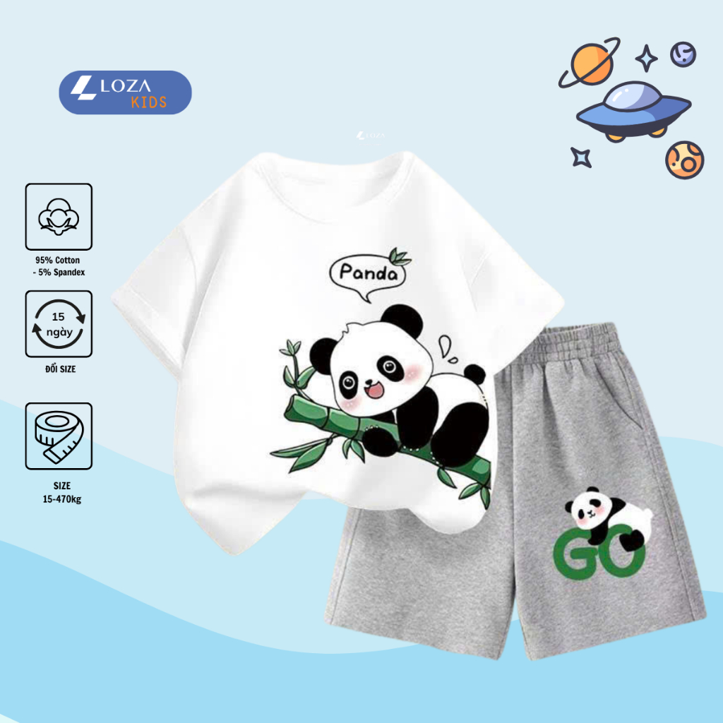 Bộ đồ bé trai in hình Gấu Panda -  Loza Kids SB233_thumbnail_0