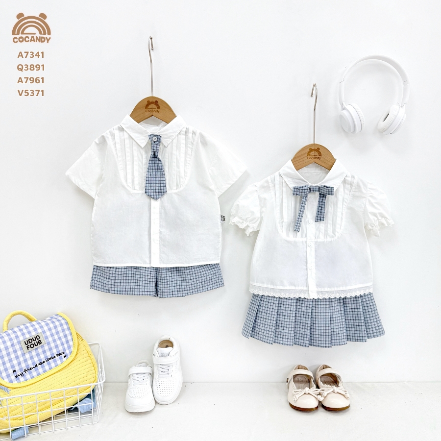 Quần cộc CARO XANH túi đáp nẹp kèm cà vạt_thumbnail_6