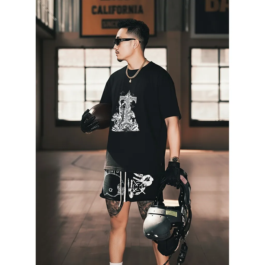 Áo thun nam form rộng Miucho Iconic vải cotton thoáng mát trẻ trung thấm hút tốt in chữ cái T 2765_thumbnail_5