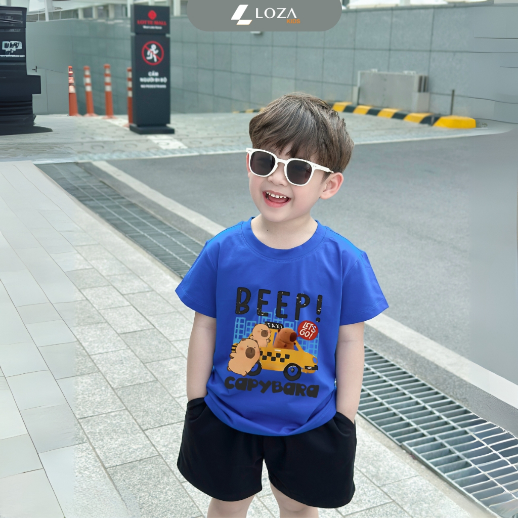 Bộ đồ cộc bé trai in hình Capybara lái xe - Loza Kids SB241_thumbnail_2
