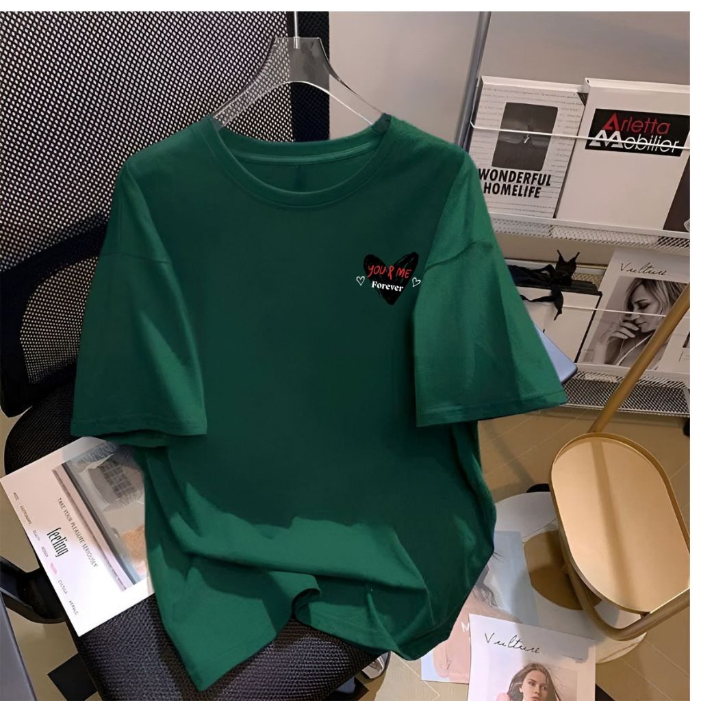 [Form Rộng] Áo thun nữ in hình 'Trái tim You&Me Forever