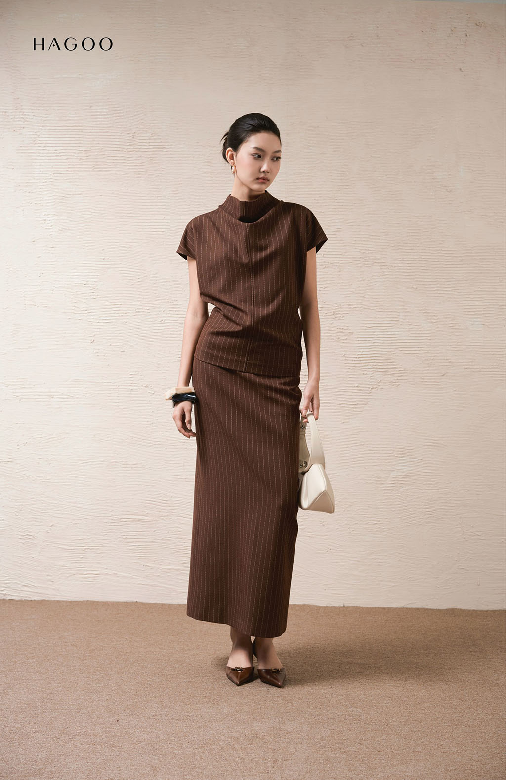 Set baju tanpa lengan dan kolar HAGOO