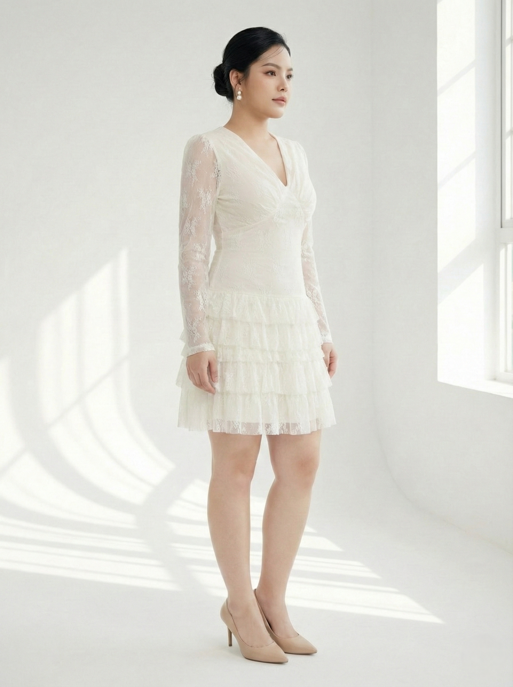 Đầm ren hoa nhún kiểu tầng bigsize DA172 dành cho nàng béo mập từ 55-95kg_thumbnail_12