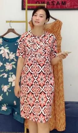 Đầm nữ họa tiết bèo cổ tay lỡ Mazano_thumbnail_3