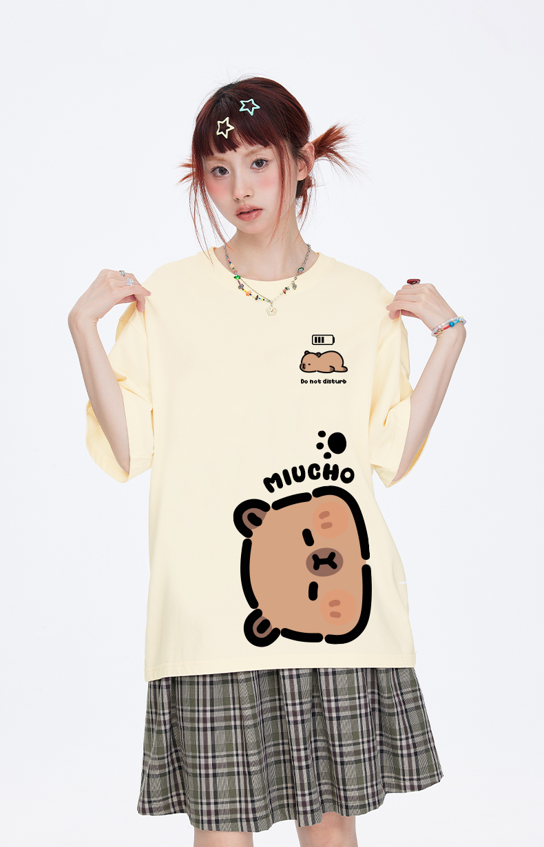 Áo thun Capybara form rộng local brand ATD1222 Miucho tay ngắn cổ tròn in mix_thumbnail_2