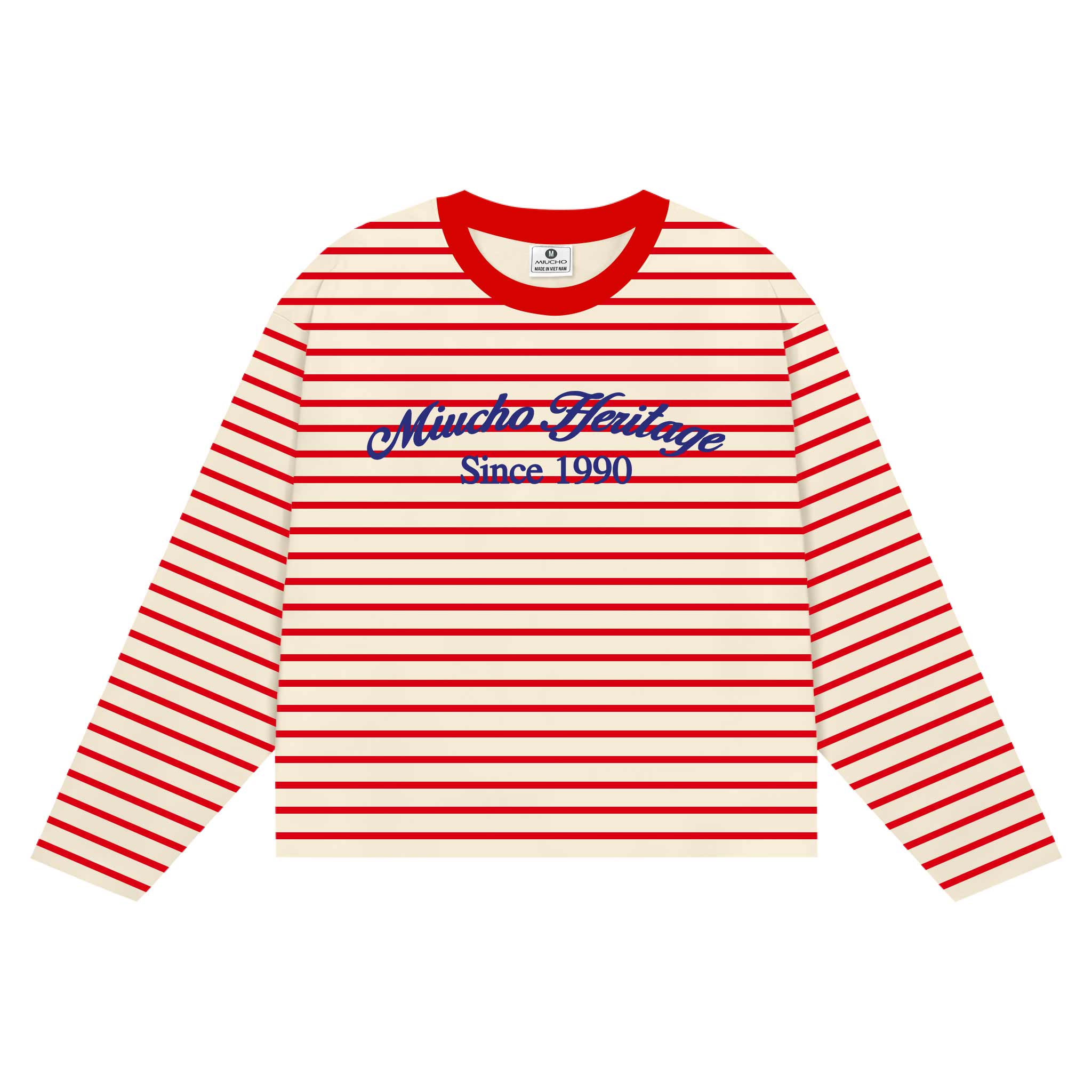 Áo thun boxy tay dài kẻ sọc Miucho bo rip cao cấp thoáng mát cổ tròn since 1990 in typography 2699_thumbnail_4