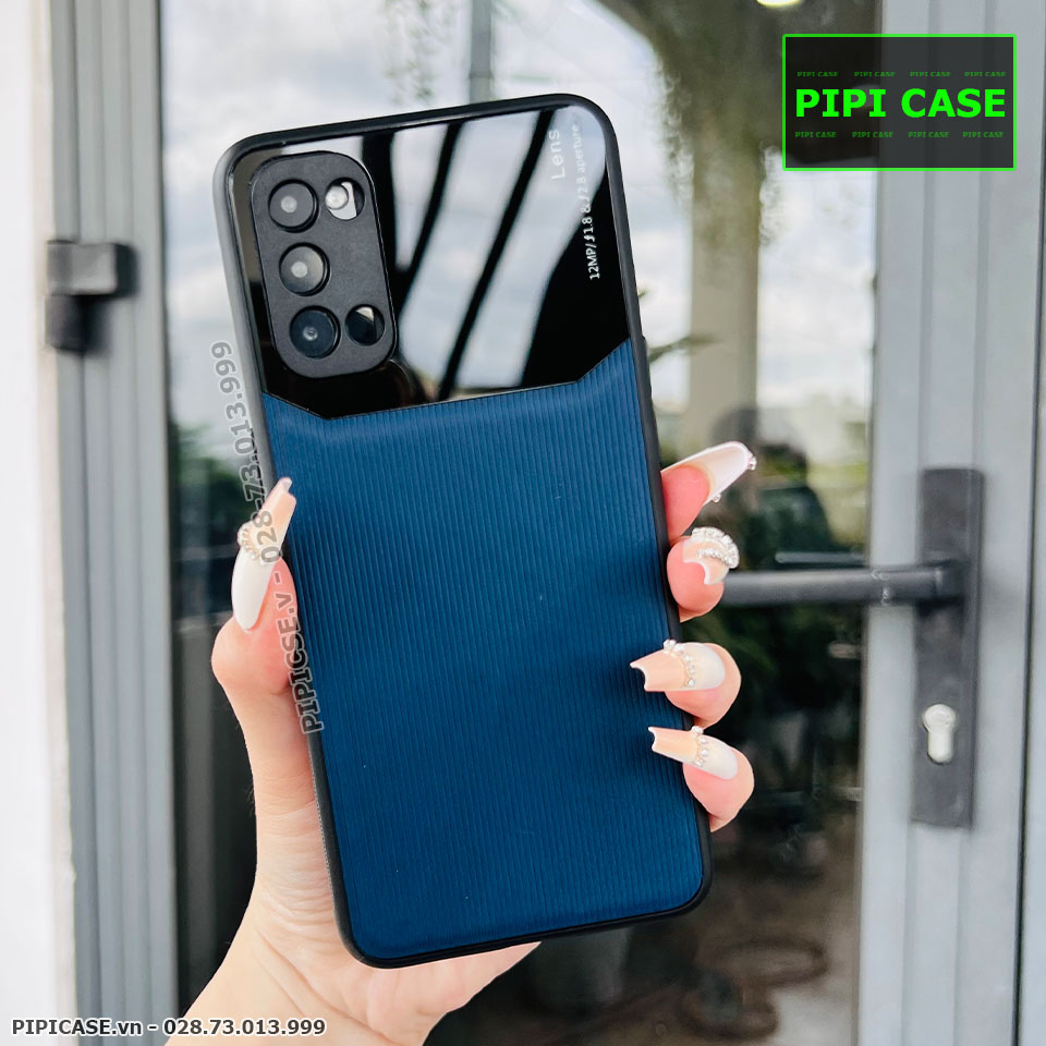Ốp Lưng Oppo Reno 4 - Lens Sọc - Xanh Dương