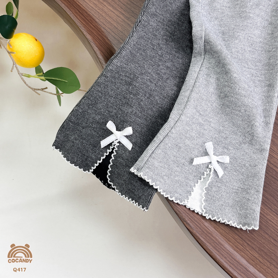 Quần legging dài XÁM ĐẬM ống loe nhấn nơ_thumbnail_3