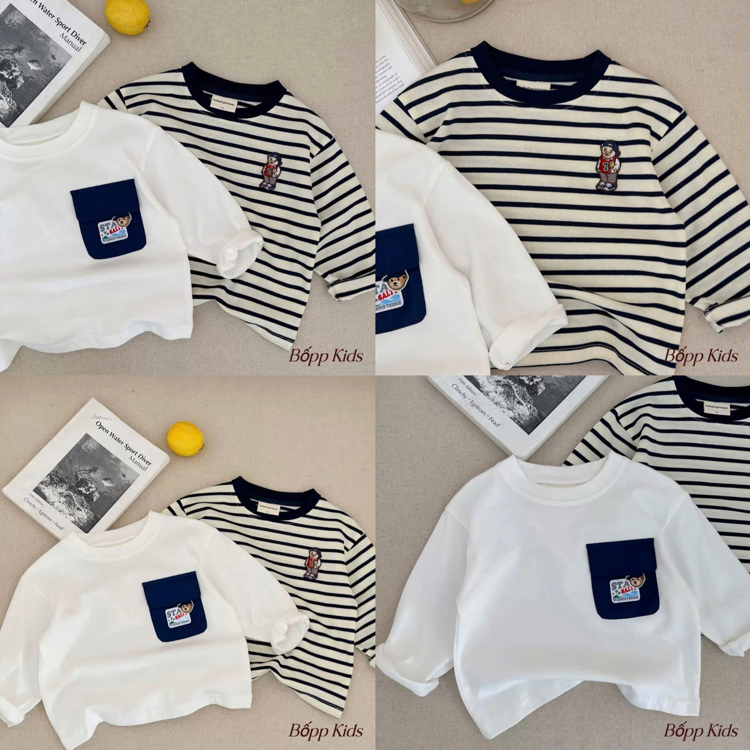 Q44 SET 2 ÁO DÀI TAY GẤU CHỮ T- A106.248