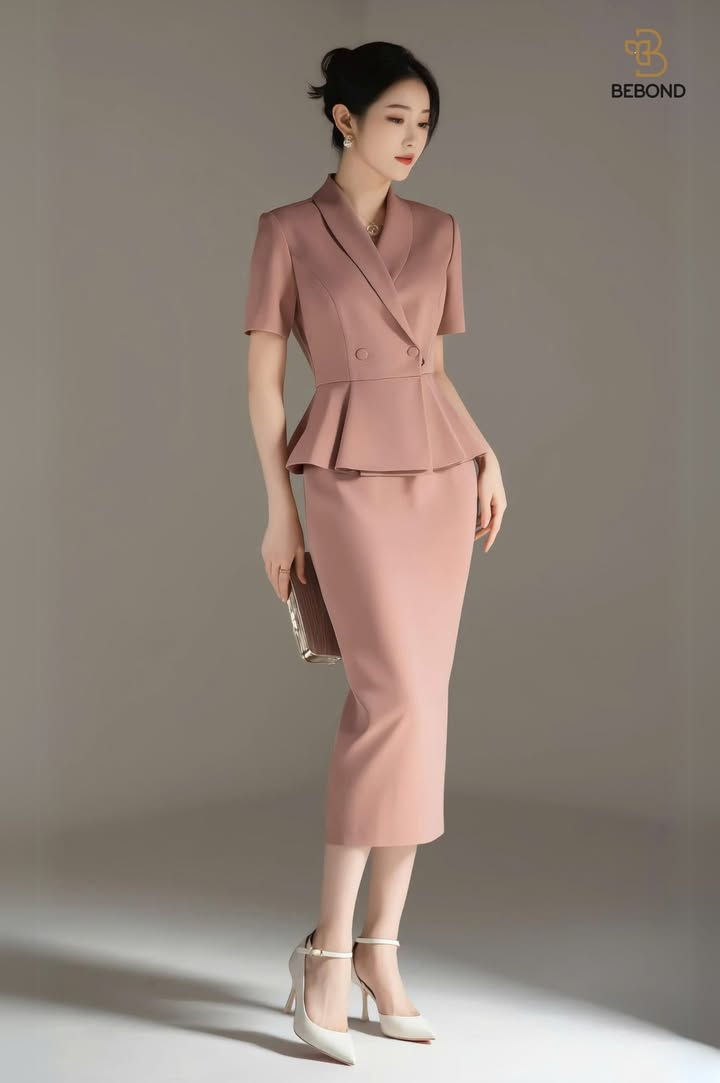 Set công sở chân đầm bút chì SAMMY màu HỒNG