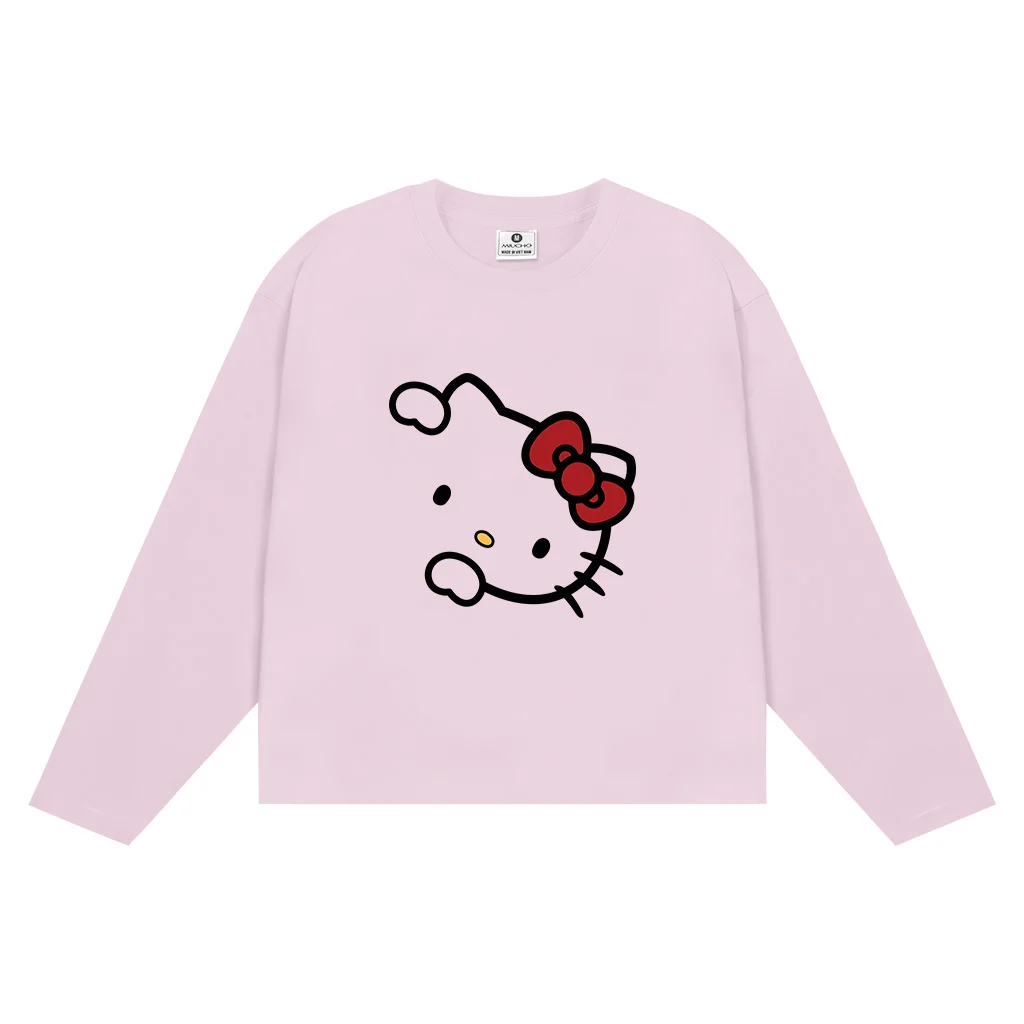 Áo thun nữ form boxy tay dài Miucho cotton dày dặn thoáng mát cổ tròn Hello Kitty in mix 2774_thumbnail_13