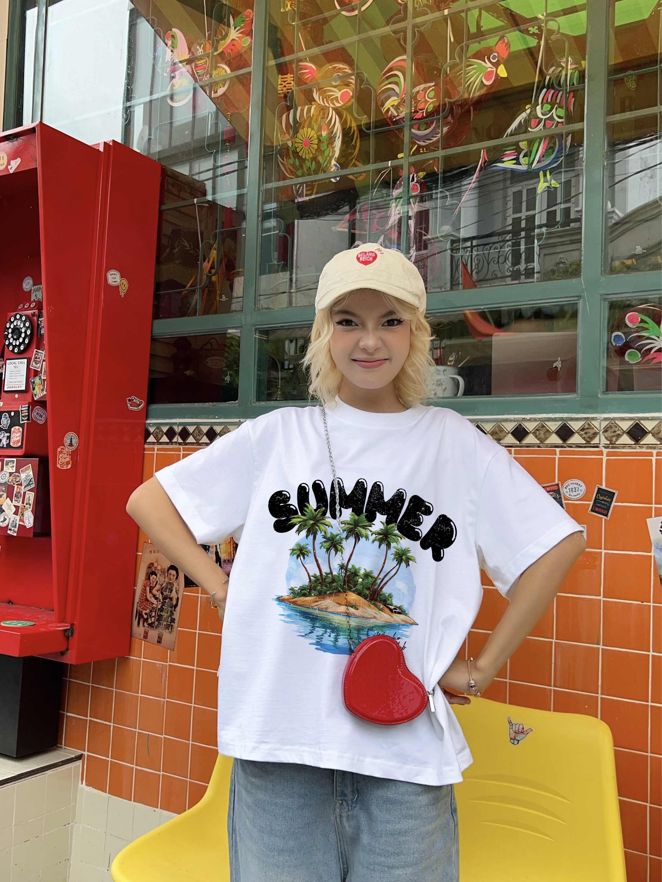 Áo thun boxy hè biển 2272 Miucho chất vải cotton 2 chiều cao cấp dày dặn đứng form in mix_thumbnail_3